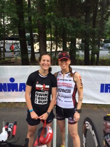 Julie Patterson and I in transition on race morning. I was lucky to race with some amazing friends in Raleigh.